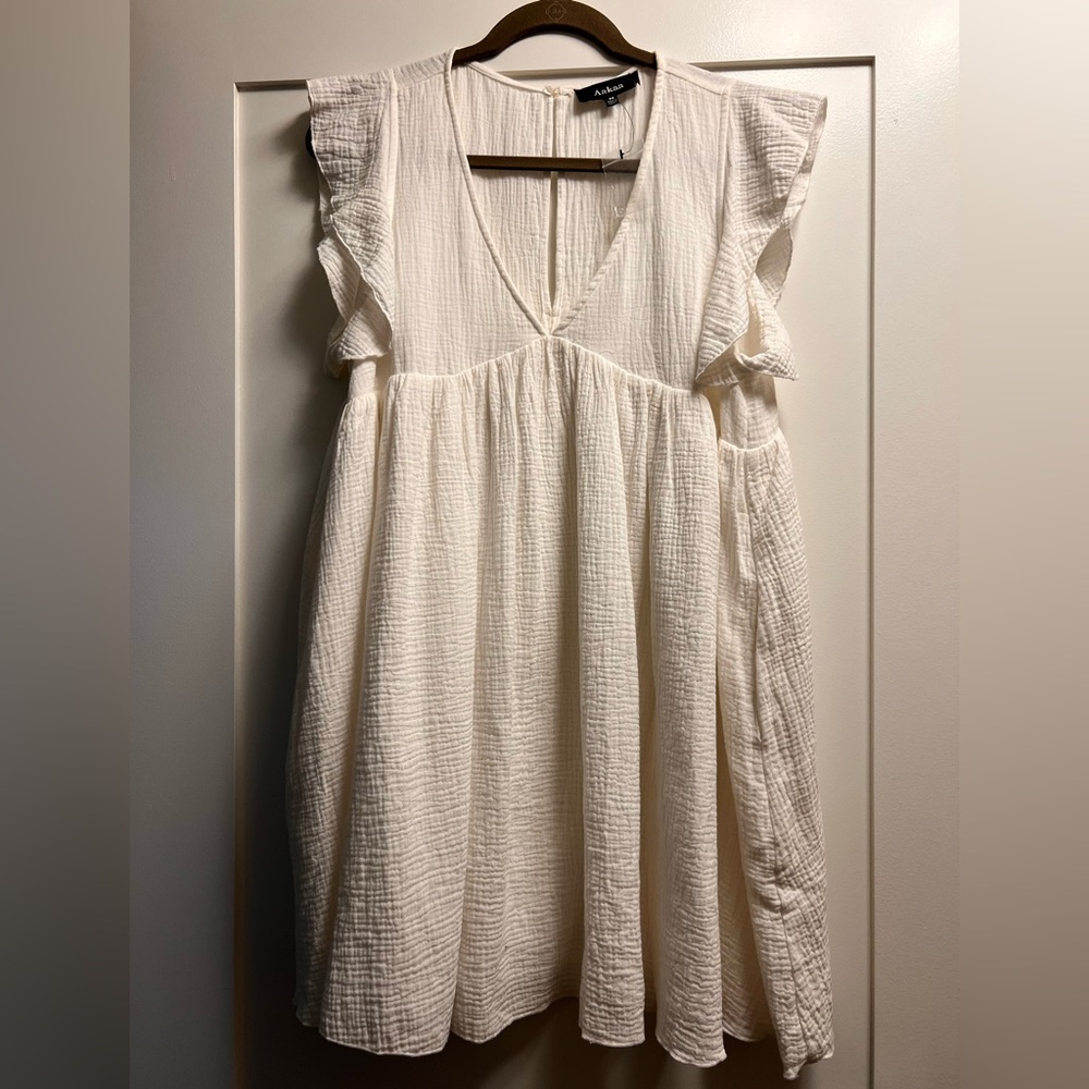 White Ruffled Babydoll Dress